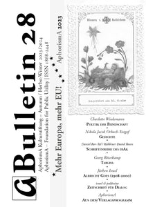Bulletin der AphorismA Kulturstiftung 28 / Herbst-Winter 2023/24