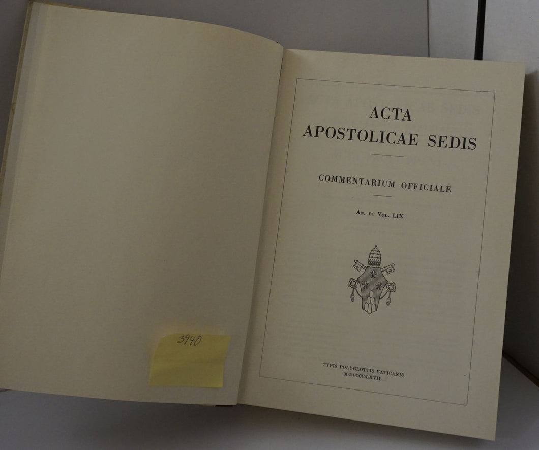 Acta Apostolicae Sedis 1967 Band 1