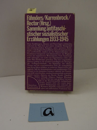 Sammlung antifaschistischer sozialistischer Erzählungen 1933- 945