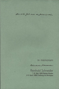 Dein ist die Zeit und das Gericht ist dein<br>In memoriam Reinhold Schneider (1903-1958)